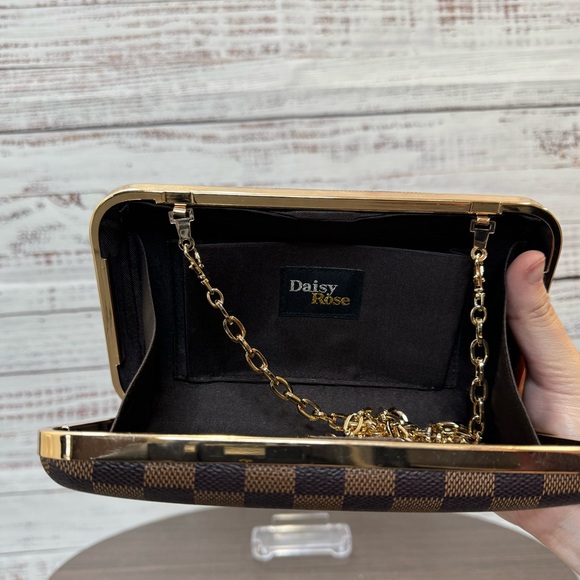 Daisy Rose Brown Checkered Bag with Chain - Picture 5 of 5